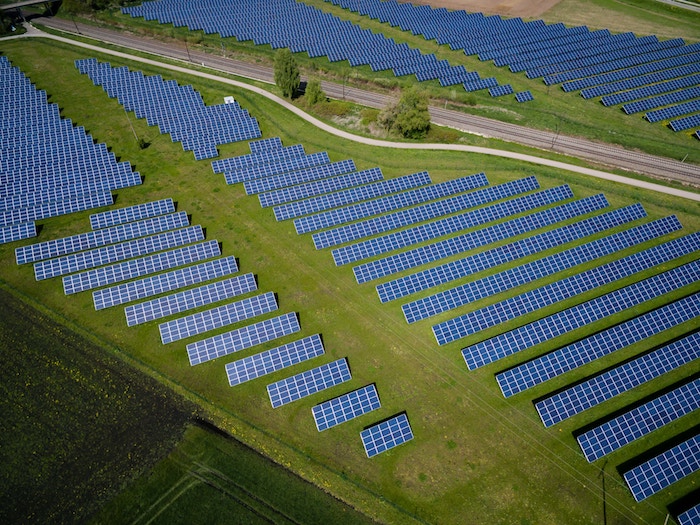 Solar panels in a field